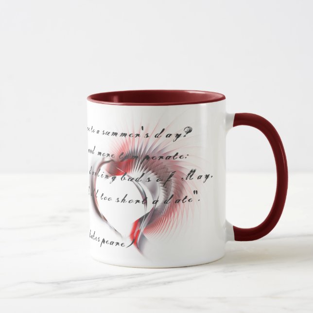 Metal Heart with Shakespeare's sonnet 18 Coffee Mu Mug (Right)