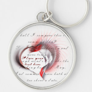 Metal Heart with Shakespeare's sonnet 18 Key Ring