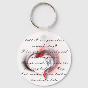 Metal Heart with Shakespeare's sonnet 18 Key Ring