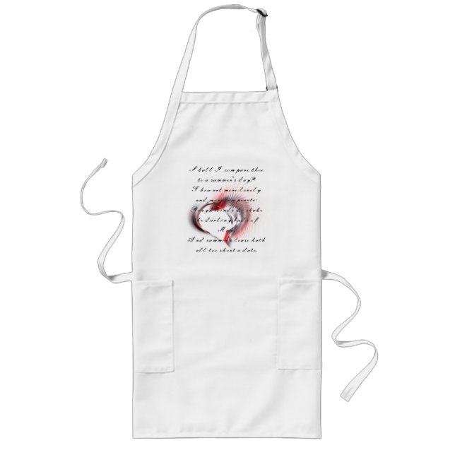 Metal Heart with Shakespeare's sonnet 18 Long Apron (Front)