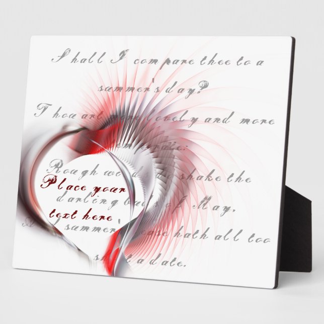 Metal Heart with Shakespeare's sonnet 18 Plaque (Side)