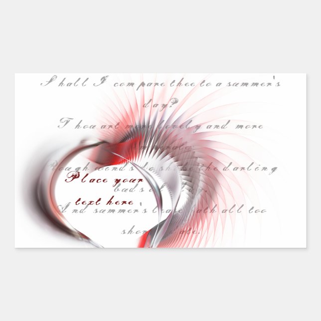 Metal Heart with Shakespeare's sonnet 18 Rectangular Sticker (Front)