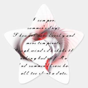Metal Heart with Shakespeare's sonnet 18 Star Sticker