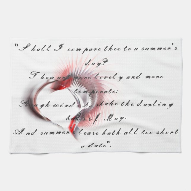 Metal Heart with Shakespeare's sonnet 18 Tea Towel (Horizontal)