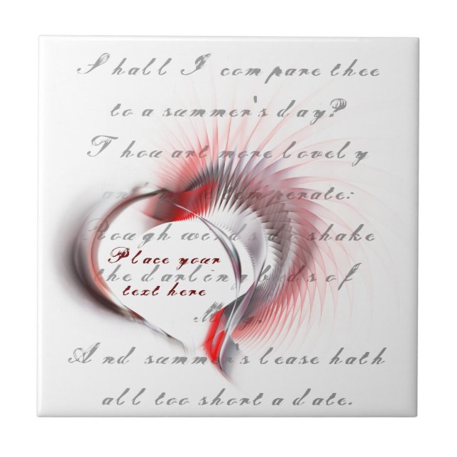 Metal Heart with Shakespeare's sonnet 18 Tile (Front)