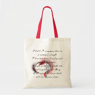 Metal Heart with Shakespeare's sonnet 18 Tote Bag
