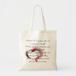 Metal Heart with Shakespeare's sonnet 18 Tote Bag