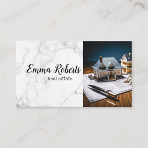 Metal House Logo Real Estate Realtor Black Business Card