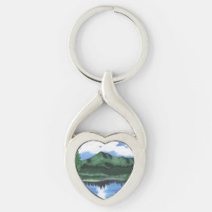 Metal Keychain Mt Tamalpais Painting and Lake