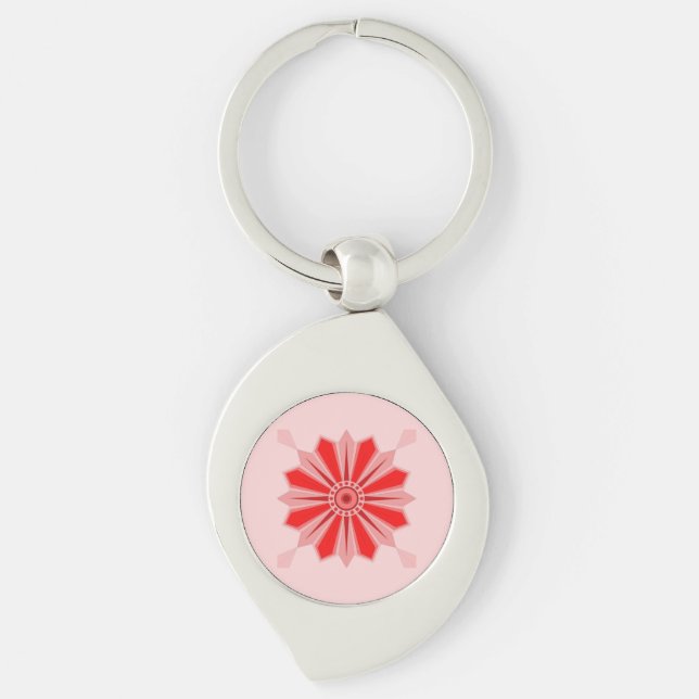 METAL KEYCHAIN WITH ART OF FLOWER (Front)