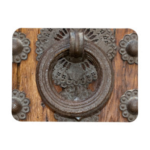 Metal Knocker on Old Wooden Door Magnet