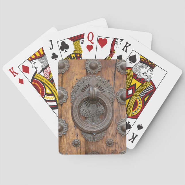 Metal Knocker on Old Wooden Door Playing Cards (Back)