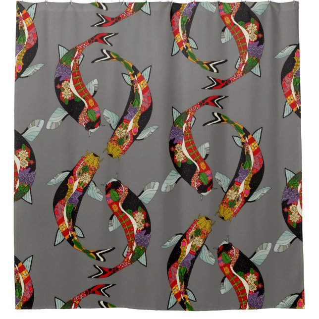 metal koi shower curtain (Front)