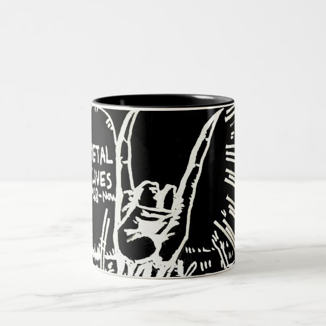 Metal Lives "Mug" Two-Tone Coffee Mug (Center)