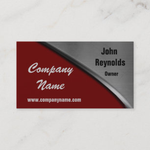 Metal Look Curve Red Business Cards