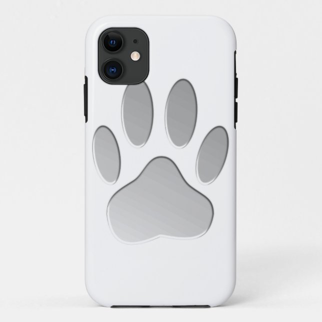 Metal-Look Dog Paw Print Case-Mate iPhone Case (Back)