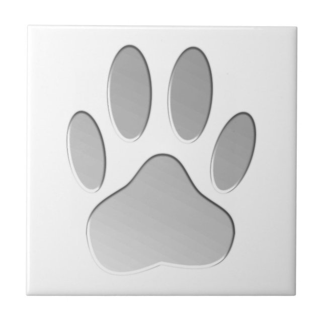 Metal-Look Dog Paw Print Ceramic Tile (Front)