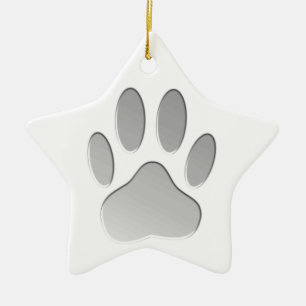 Metal-Look Dog Paw Print Ceramic Tree Decoration