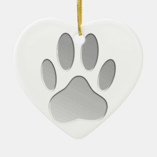Metal-Look Dog Paw Print Ceramic Tree Decoration