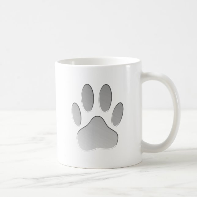 Metal-Look Dog Paw Print Coffee Mug (Right)