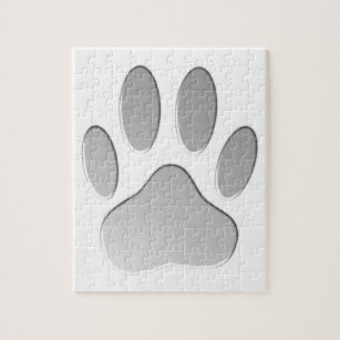 Metal-Look Dog Paw Print Jigsaw Puzzle