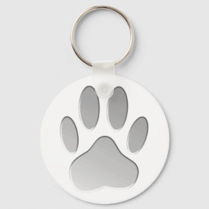 Metal-Look Dog Paw Print Key Ring