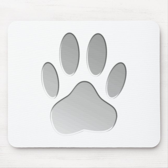 Metal-Look Dog Paw Print Mouse Pad (Front)
