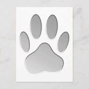 Metal-Look Dog Paw Print Postcard