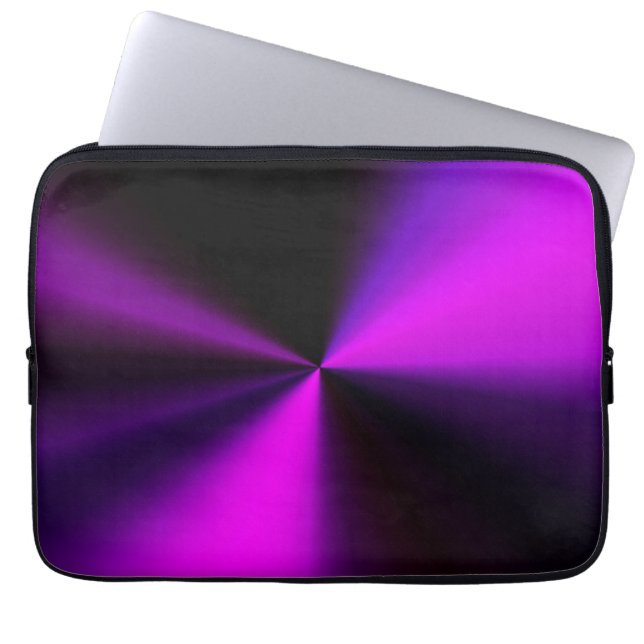 metal look laptop cover in purple & black (Front)