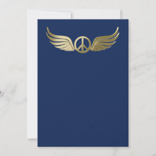 Metal look peace symbol with wings
