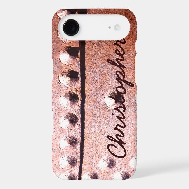 Metal Look Rustic Personalised Name Abstract Case-Mate iPhone Case (Back)