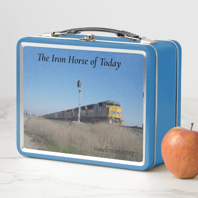 Metal Lunch Box telling a story of the Iron Horse. (In Situ)