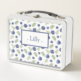 Metal Lunch Box with blueberries