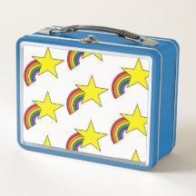 Metal Lunch Box With Yellow Stars and Rainbows