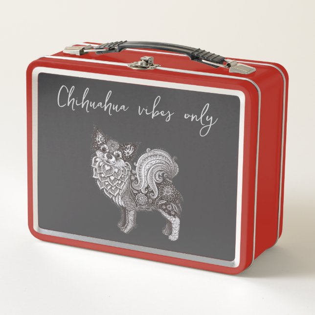 Metal Lunchbox Chihuahua Vibes (Front)