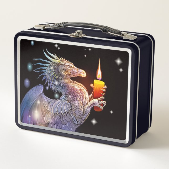 Metal Lunchbox with dragons and candles  (Front)