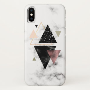 Metal Marble Geometric Design iPhone X Case