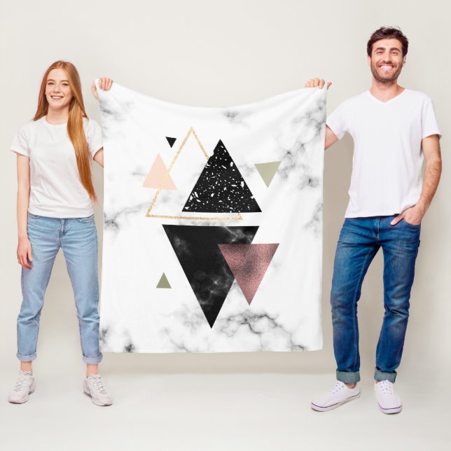 Metal Marble Geometric Design Fleece Blanket (In Situ)