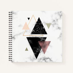 Metal Marble Geometric Design Notebook