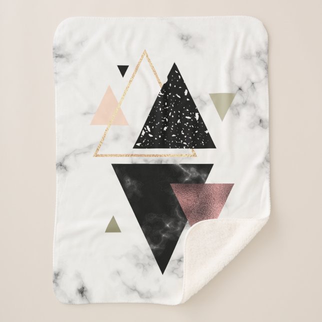 Metal Marble Geometric Design Sherpa Blanket (Front)