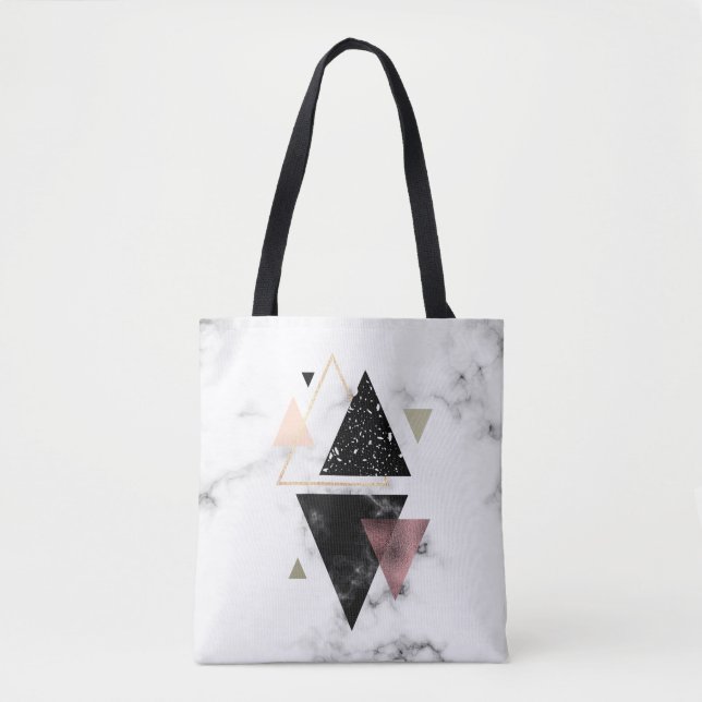 Metal Marble Geometric Design Tote Bag (Front)