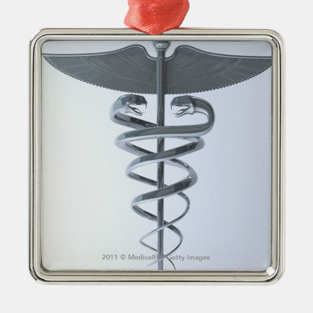 Metal medical caduceus metal ornament (Front)