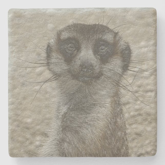 metal meerkat stone coaster (Front)