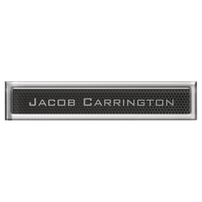 Metal Mesh & Chrome Frame Nameplate (Front)