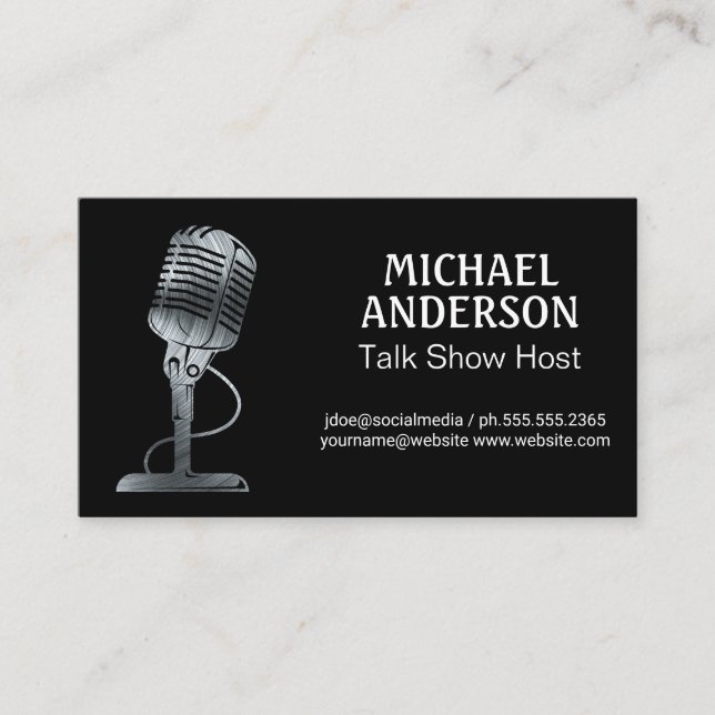 Metal Microphone | Podcast Business Card (Front)
