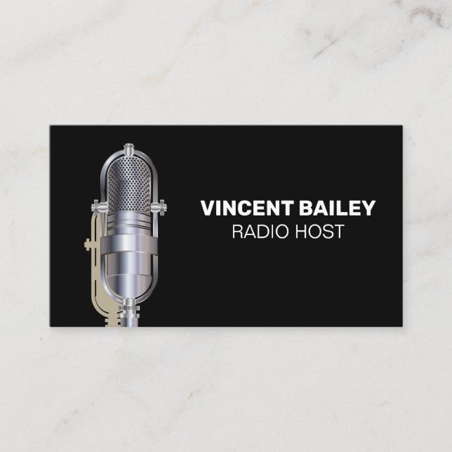 Metal Microphone | Radio Host | Podcast  Business Card (Front)