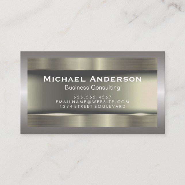 Metal on Metal Border Business Card (Front)