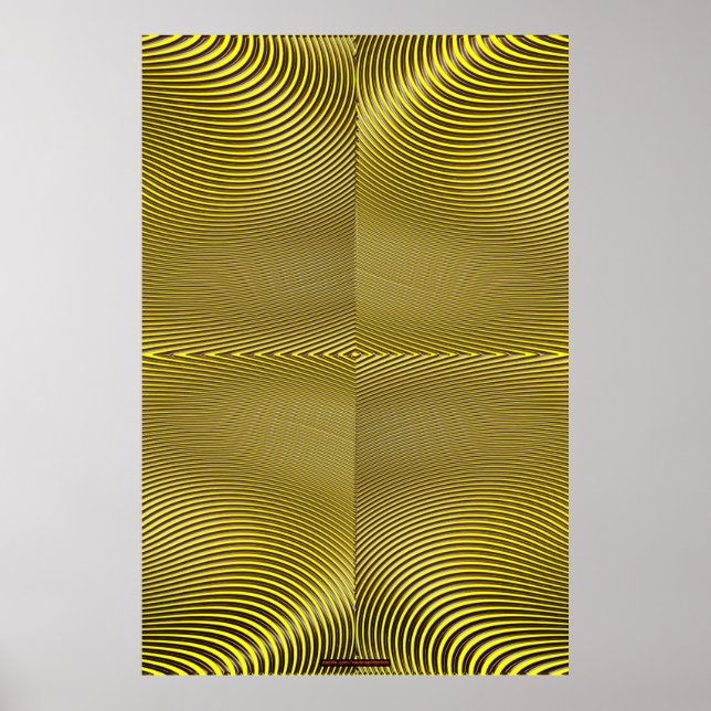 Metal on Yellow Optical Illusion Wall Art Lge (Front)