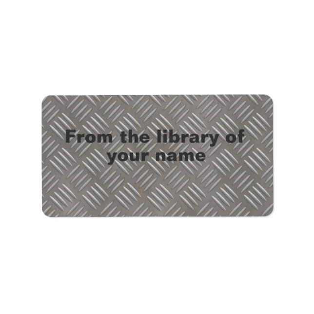 Metal Plate Look Custom Name Book Plate Label (Front)