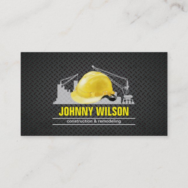 Metal Plate Safety Helmet Building Construction Business Card (Front)